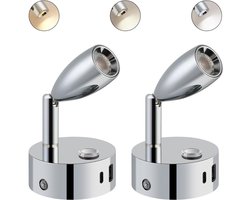 Bedlampjes Hoofdbord - Dubbele Leeslampjes - Bedlamp Slaapkamer Volwassenen - Zilver