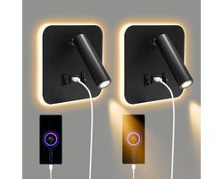 Bedlampjes Hoofdbord - Dubbele Leeslampjes - Bedlamp Slaapkamer Volwassenen - Zwart