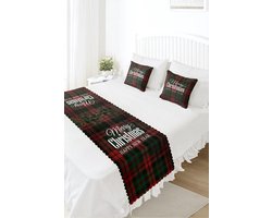 Bedloper & Kussenhoes Set - Merry Christmas - Bedsprei - Bedrukt Velvet textiel - De Groen Home
