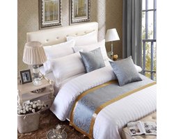 Bedloper, satijn, bed runner, decoratief, klassiek, glad, zacht, zilvergrijs, 180 x 50 cm, voor 120 cm bed