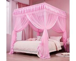 Bedluifel Prinsessenhemel - Hemelbed Gordijnen - Dromerige Slaapkamer - Allround Insectenbescherming - 39x78x78 Inch - Roze