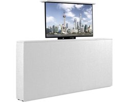 Bedonderdeel - Soft bedden TV-Lift meubel Voetbord - Max. 43 inch TV - 150 breed x85x21 - lederlook Wit