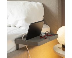 Bedplank - Bedtafel - Klemmend - Tafeltje voor aan het Bed - Nachtkastje - voor Mobiel, Tablet, Oplader, Boeken - Mobiel Houder - Tablet Houder - Verstelbaar