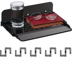 bedplank - uitschuifbaar - zwevend - hoogslaper - 8,5x30x22 cm - kunststof - zwart