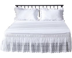 Bedrok Kant - Omwikkelbare Bedrok - Bed Opknappen - Elastische Stofband - Queen 150x200 - Wit