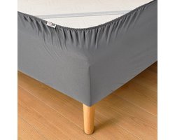 Bedrok Katoen - Bedomrander Elastisch - Vernieuw Bed Uiterlijk - OEKO-TEX Gecertificeerd - 180 x 200 cm - Antraciet