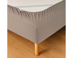 Bedrok Katoen Elastisch Taupe 140x190 cm - Bedombouw Verbergen & Stofvrij Houden