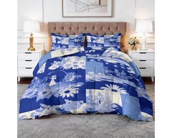 Bedrukt Dekbed - Dekbed zonder overtrek - Slaapkamer Decoratie - Omkeerbaar Design - 160 x 200 cm - Blauw