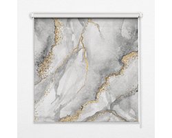 Bedrukt Rolgordijn 60x140 cm | Grijs marmer | Lichtdoorlatend Semi-Verduisterend | Slaapkamer Woonkamer Keuken Kinderkamer Kantoor | Zijketting | Eenvoudige Montage | Privacy
