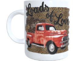 Bedrukte Beker Mok Loads of Love Amerikaanse Truck Auto Vintage Auto Mannen Vrouwen   Gepersonaliseerde Cadeau Vaderdag Geschenk Verjaardag Moederdag Spreuken Spreuk Quote Tekst Handgemaakt