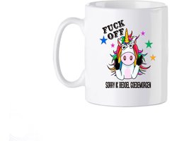 Bedrukte Beker Mok Vaderdag Moederdag Collega Gein Grappig Fuck off Goedemorgen Eenhoorn  Cadeau Mug  Geschenk Verjaardag Spreuken Spreuk Quote Tekst Handgemaakt