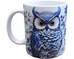 Bedrukte beker - Uil - Owl - Koffie mok - Thee Mug - Geschenk - Collega