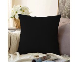 Bedrukte Sierkussenhoes - Velvet Kussenhoes 70x70 cm - Effen Zwart - Vloerkussenhoes - Kussensloop