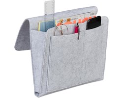bedside pocket- 5 vakken - vilt - 26 x 28 x 5 cm - bank - lichtgrijs