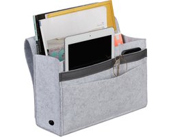 bedside pocket - 6 vakken - klittenband - 27x31,5x11,5 cm - bank - lichtgrijs