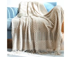 Bedspread, living blanket, boho blanket, soft knitted blanket, reversible blanket, cuddle blanket, couch blanket, bedspread, blanket, khaki, 150 x 240 cm