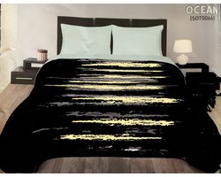 Bedsprei Ocean - Zwart/ creme - 180 x 260