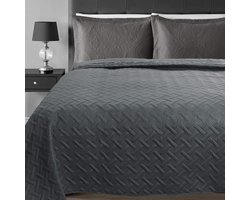 Bedsprei Sprei met geometrisch patroon,dekbedovertrek patchwork omkeerbaar Zacht en aangenaam 240x260cm,Donkergrijs BWP5023dgr3