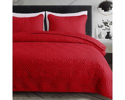Bedspreid - Dekbed Plaid - Slaapkamer Decoratie - Zacht Microvezel - 260 x 280 cm - Rood