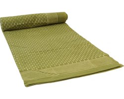 Bedspreien met blokprint - Sprei Sofa Plaid - Decoreren Woonkamer - Handgemaakt met houten stempels - 225x275cm - Groen