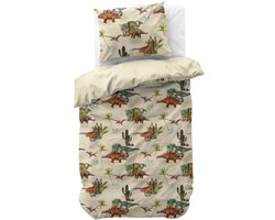 Bedsupplies Bamdino Dekbedovertrek - 140x200/220 cm - Eenpersoons - Dinosaurussen - Inclusief Kussensloop 60x70 cm