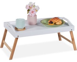 bedtafel inklapbaar - voor op bed - bamboe - 24 x 55,5 x 30 cm - ontbijt op bed