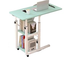 Bedtafel met Wielen - Laptoptafel Bovenbed - Thuiswerken en Lezen - In Hoogte Verstelbaar - 60x40x72-86 cm - Multicolor