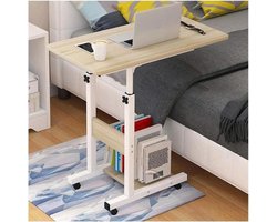 Bedtafel met Wielen - Laptoptafel Bureau - Werken Boven Bed - In Hoogte Verstelbaar - 60x40x72-86 cm - Multicolor