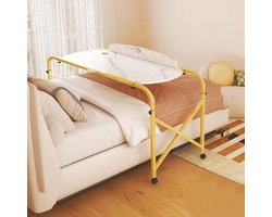 Bedtafel op wielen - Laptoptafel - Comfortabel werken - In hoogte verstelbaar - 140 cm breed - Goud