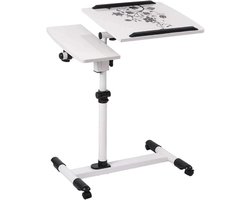 Bedtafel Verstelbaar - Laptop Bureau - Werken in Bed - Met Wielen - 60x40 cm - Houtkleur