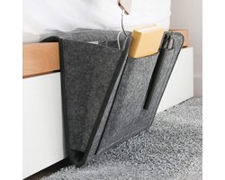 Bedtas, sofa organizer, anti-slip opbergtas, dik vilt, nachtkastje, tas, bank, hangopslag, bed organizer voor mobiele telefoon, iPad, bril, boek, afstandsbediening (donkergrijs)