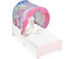 bedtent voor kinderen - 220 x 79 cm - bedtunnel kinderbed - pop-up systeem - droomtunnel - eenhoorn
