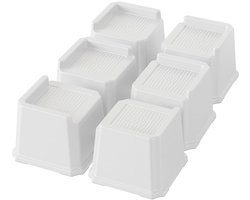 Bedverhoger - Verhoogt meubels - 4 stuks - Wit - Sterk plastic - 11,7 x 11,7 x 9,7 cm