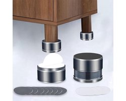 Bedverhogers 3,8 cm zware metalen meubelverhogers -van 2,3-4,3 cm - set van 4 stuks (grijs)