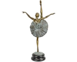 Beeld ballerina van brons – elegante bronzen ballerina sculptuur – decoratief kunstobject voor interieur, woonkamer, kantoor en cadeau