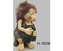 Beeld Holbewoonster – Polystone met Kunstbont – Decoratie 18 cm