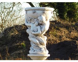 Beeld Man & Vrouw met Schaal - 80 cm - Steen