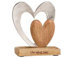Beeld mangohout "Echte Liefde" - gepersonaliseerd met gravure - valentijn - liefde - Love