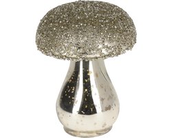 Beeld Paddenstoel glas 8x10cm zilver