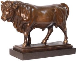 Beeld Stier - decoratief - Brons Sculptuur - 33,5 cm hoog