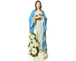 Beeld van de Maagd Maria,Harsen Decoratieve 20 centimeter,Tafel Heilige Moeder Sculptuur | Geschikt Voor Thuis Tafelblad Studiekamer Hal Woonkamer Boekenplank Schoorsteenmantel Kast En Slaapkamer