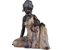 Beelden en sculpturen Afrikaanse moeder en dochter standbeelden woondecoratie, zwarte Afro-Amerikaanse vrouw voor woonkamer bureau entree woonkamer kamer decoraties