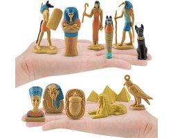 Beeldje 12 stuks - Antieke Egyptische Sculpturen - Miniatuur Decoratie - Verzamelbare Figuren - Ornamenten - Hoogwaardige PVC Materialen - Decoratiefiguren