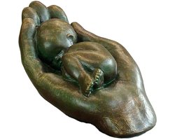 Beeldje Baby in hand - Gedragen -brons - EMO 17