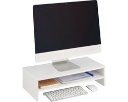 beeldscherm verhoger - opbergruimte -14,5 x 54 x 25,5 cm - bureau - wit