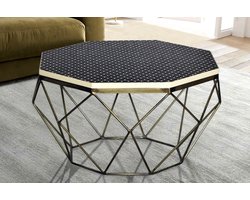 Beeninleg Salontafel DIAMOND 70cm Zwart Wit Messing Inlegwerk Arts & Crafts - 45215