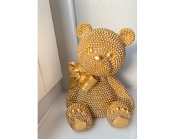 Beer deco goud met glitters - luxe bear - beertje -dierenbeeld - verzamelen - woondeco - accesoire - cadeau