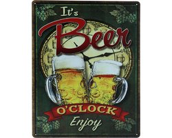 Beer o clock - 30 x 40cm - bier bord - Bier borden metaal - muurplaat - Metalen wandbord - Mancave decoratie - Tekstbord - Metal sign