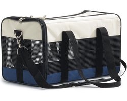 Beeztees Draagbare Reistas - Kat - Creme/Blauw - 43x25x27 cm