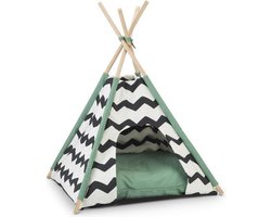 Beeztees Kioni Tipi Tent - Kattenhuis - Zwart/Wit - 50x50x70 cm